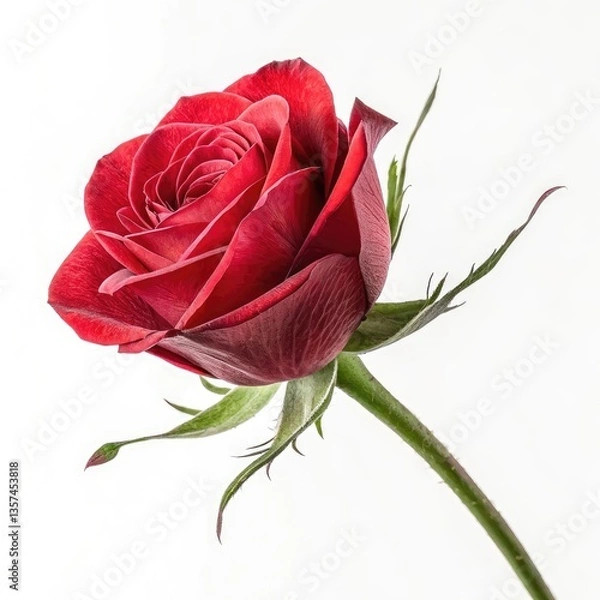 Obraz red rose on white background