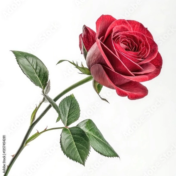 Obraz red rose on white background