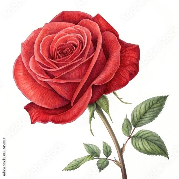 Obraz red rose on white background