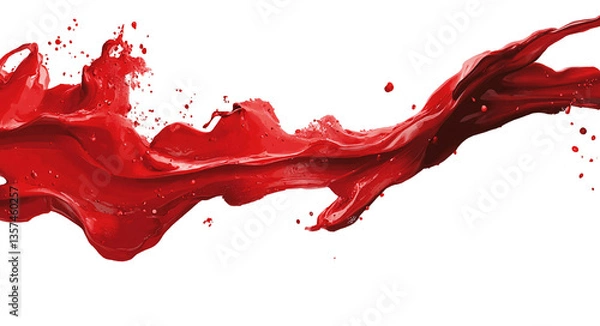 Fototapeta Red splatter of paint isolated on transparent background cutout PNG