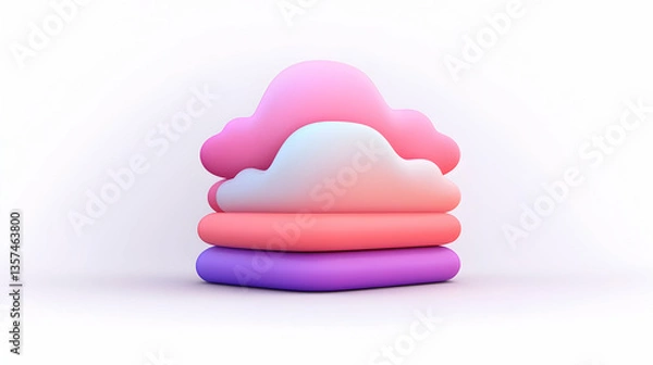 Fototapeta Pastel Pink Purple and White Layered Clouds 3D Render