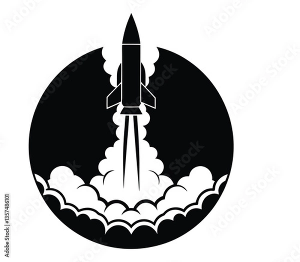 Obraz a rocket launching from earth leaving a massive