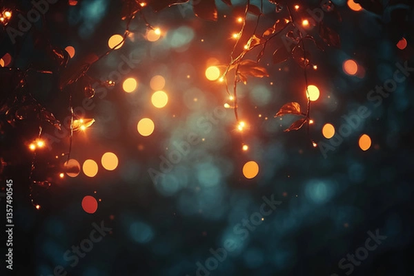Fototapeta A soft-focus background of blurred lights against a dark canvas.