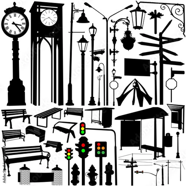 Obraz city objects and accessories vector