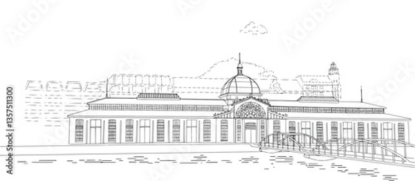 Fototapeta Hamburg Fischmarkt Line Art View