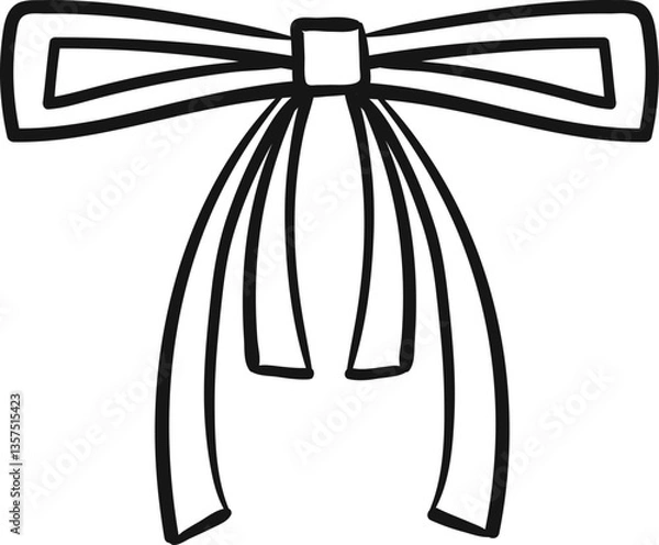 Obraz Strict bow, drawing. Freehand doodle drawing. One decorative bow, sketch.