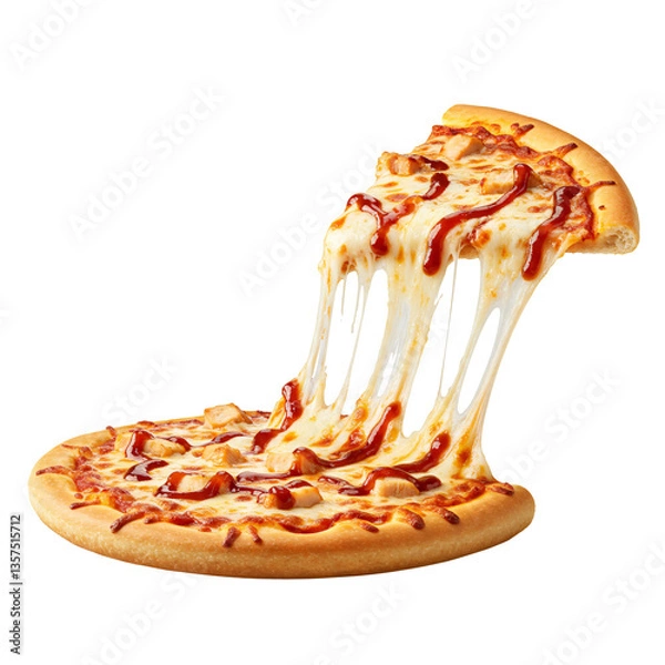Fototapeta BBQ chicken pizza PNG isolated on transparent background