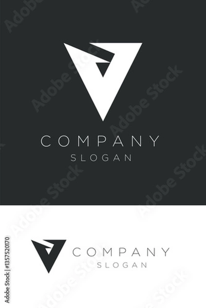 Fototapeta Minimal V letter logo template. New V logo,  V branding logo.