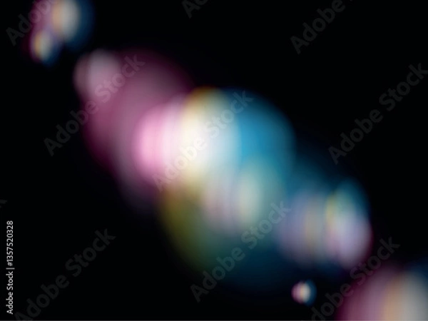 Fototapeta Rainbow lens prism ethereal flare effect on crystal glass or camera film filter with bokeh, abstract rainbow colorful rays leaks overlay background, Film leak light overlay texture background