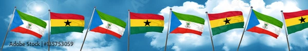 Fototapeta Equatorial guinea flag with Ghana flag, 3D rendering