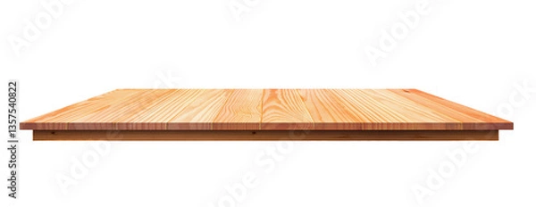 Fototapeta Wood countertop or long wooden table isolated on transparent background in vintage design, Empty interior kitchen counter mockup for product display presentation, png file