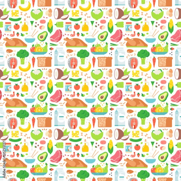 Fototapeta Food seamless pattern vector.
