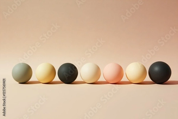 Fototapeta Seven stylish minimalist spheres in soft gradient lighting
