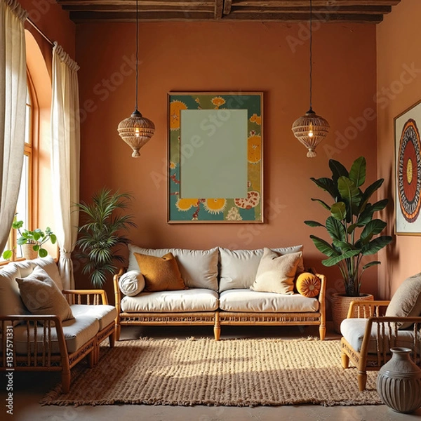Obraz A cozy interior features a large, centered molding