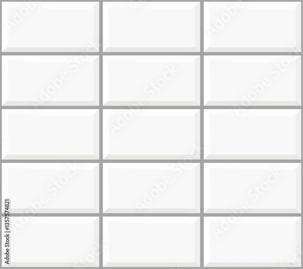 Obraz White brick wall texture decoration kitchen backsplash plastic panel building outdoor design. Vector