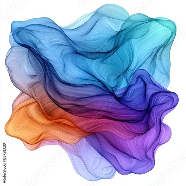Fototapeta Swirling Dance of Colorful Ribbons in Chemistry of Blue Teal Orange Purple and Red Creating a Vivid Abstract Artwork