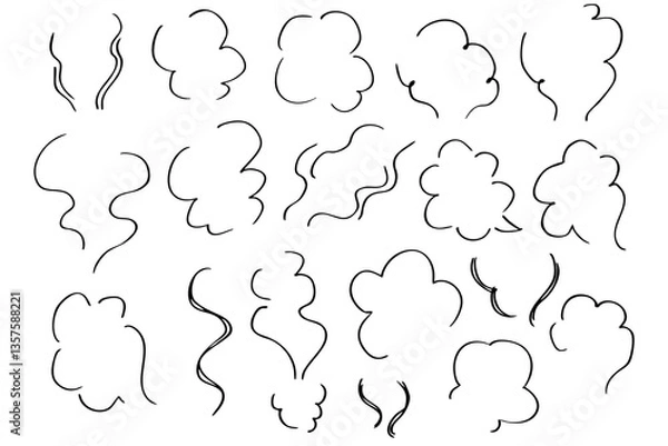 Obraz シンプルな手描きの湯気イラスト素材　ベクター