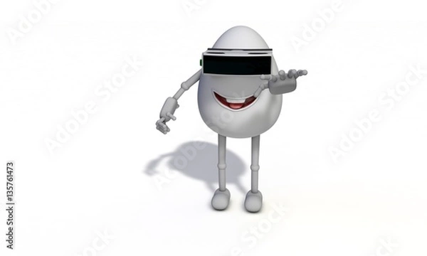 Fototapeta a cartoon character enjoying with vr