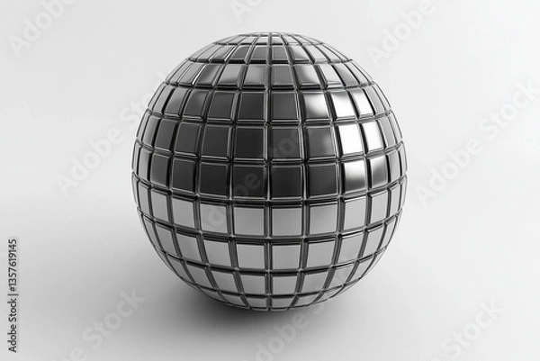 Fototapeta Silver disco ball with reflective surface