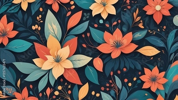 Fototapeta Abstract floral designs in a modern style.