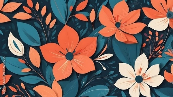 Fototapeta Abstract floral designs in a modern style.