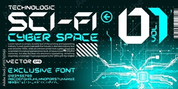 Obraz hi-tech Techno font trance style lettering vector