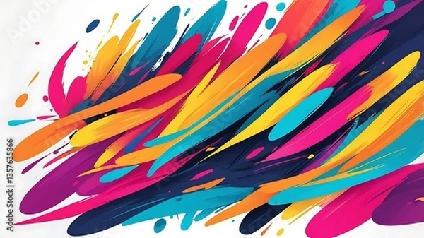 Fototapeta Dynamic brush strokes in vibrant colors.