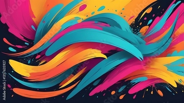 Fototapeta Dynamic brush strokes in vibrant colors.
