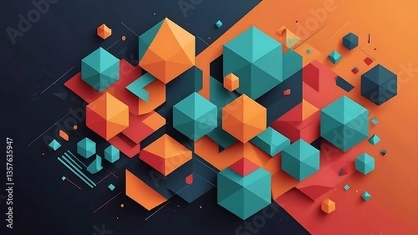 Fototapeta Geometric designs with a 3D effect.