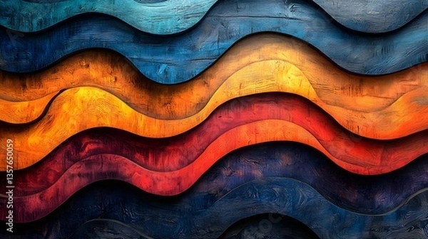 Obraz Vibrant Layered Wood Waves Generative Ai