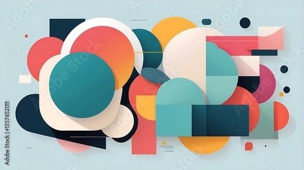 Fototapeta A series of layered shapes creating a modern collage.