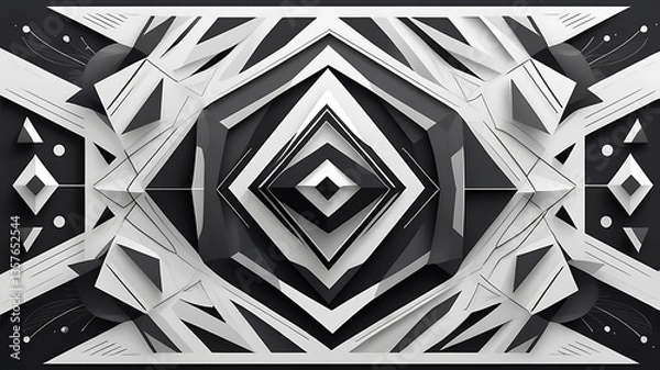 Fototapeta Layered geometric designs in a monochrome palette.