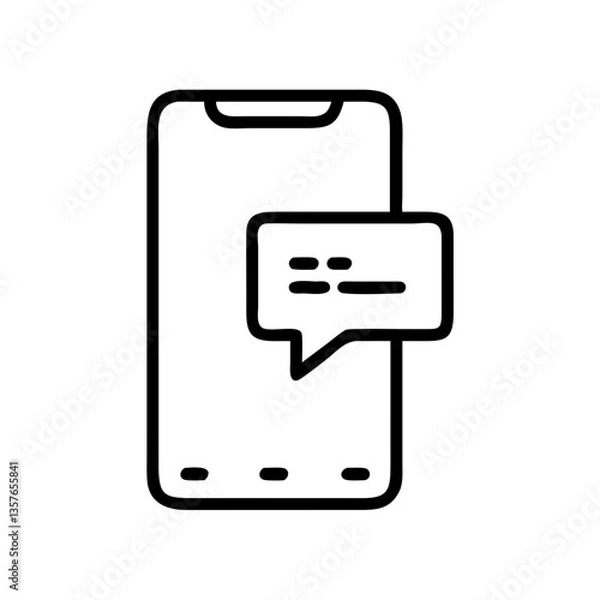Obraz Smartphone icon with message bubble illustration in simple design  