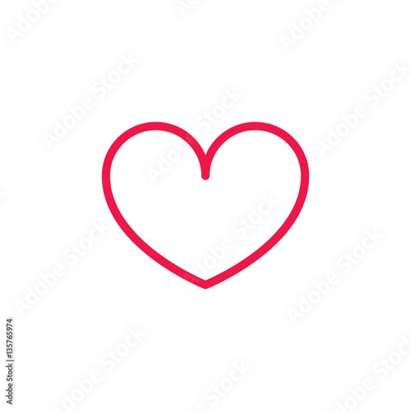 Fototapeta heart thin line red icon on white background, happy valentine da