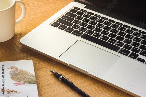 Obraz Workplace office table laptop