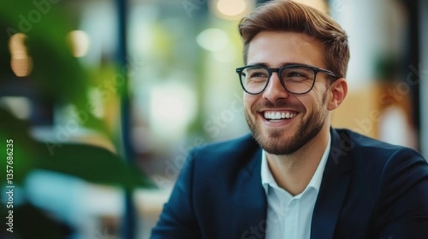 Fototapeta Professional Candidate Smiling During Job Interview