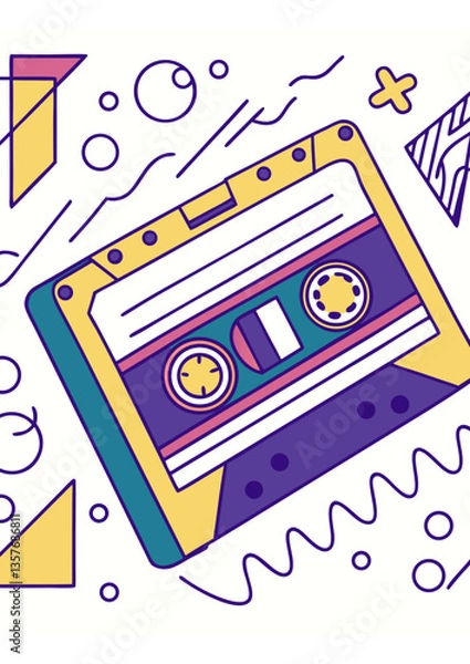 Obraz 80s Retro Explosion: Bold Colors and Geometry