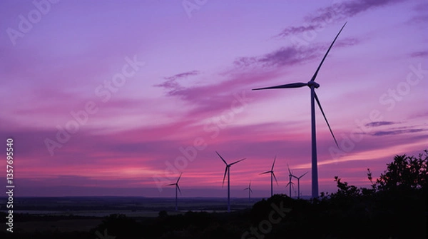 Obraz wind turbine at sunset
