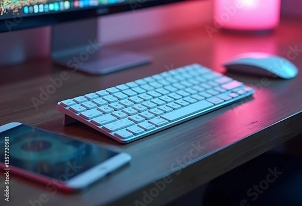 Fototapeta Black office desk table with computer and coffe cup