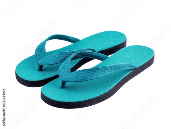 Obraz Colorful flip flops ideal for beach activities and summer adventures on a transparent background, cut out