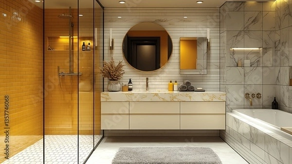 Fototapeta Modern bathroom with elegant design features.