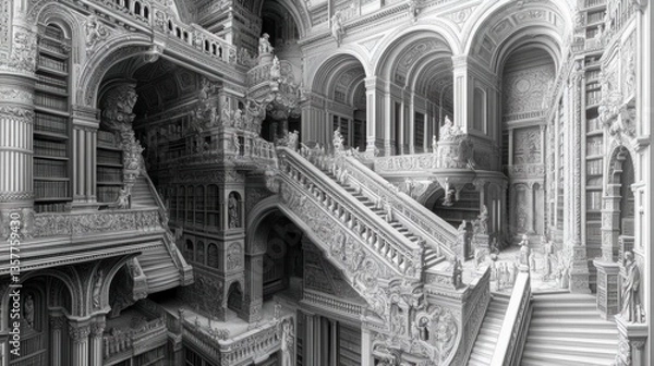 Fototapeta The Library of Congress with its intricate detailing and grand staircases