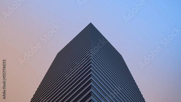 Obraz Building on sky horizon, minimal structure high-rise,structure. Abstract building design futuristic minimal,wallpaper. 3D render