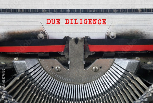 Obraz DUE DILIGENCE Typed Words On a Vintage Typewriter Conceptual