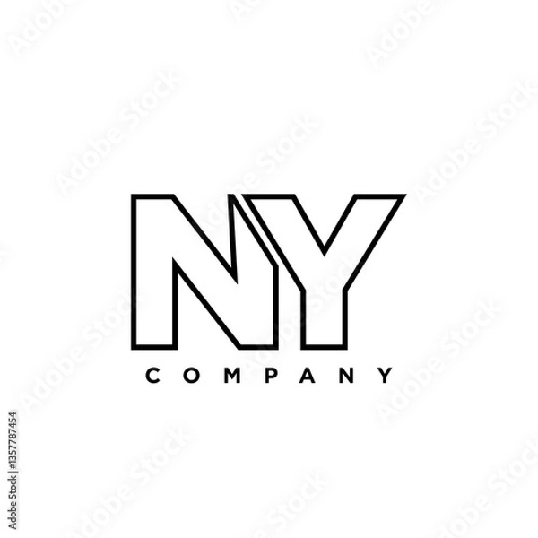 Fototapeta Letter N and Y, NY logo design template. Minimal monogram initial based logotype.