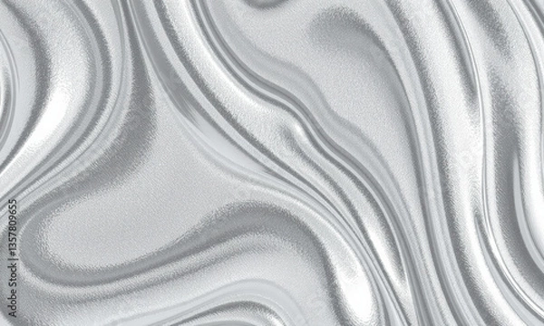 Fototapeta mesmerizing silver liquid texture with smooth, flowing waves that create sense of depth and movement, perfect for backgrounds or artistic designs