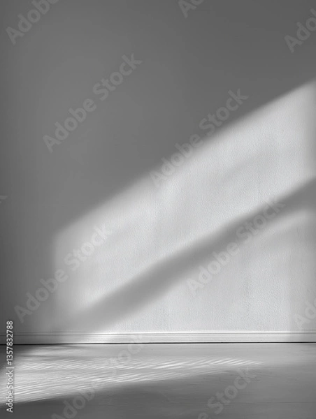 Fototapeta Soft Light Creates a Serene Atmosphere With Gentle Shadows Against a White Vertical Backdrop