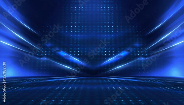 Fototapeta Abstract bright neon background scene with rays, spotlights, multi-colored background.