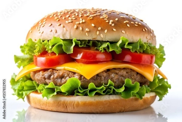 Obraz hamburger on white background