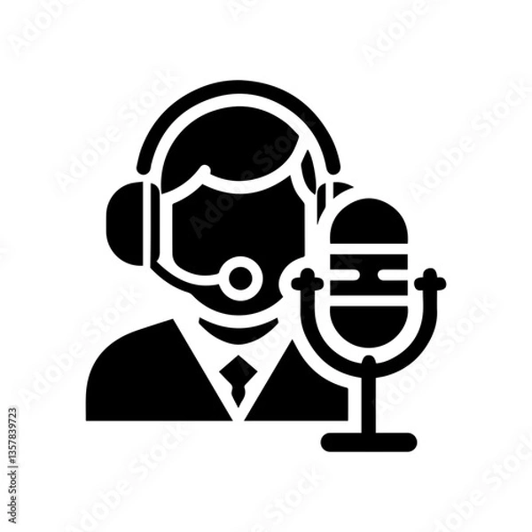 Fototapeta black simple broadcast host avatar icon